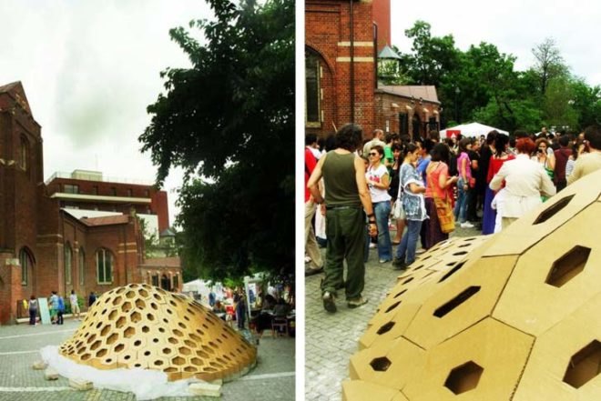 Urban design, Sustainable Materials, social design, Recycling / Compost, green Interiors, biomimicry, Art, Architecture, Bucharest design, romania design, parametric design, honeycomb cardboard, recyclable cardboard, biodegradable materials, igloo shape