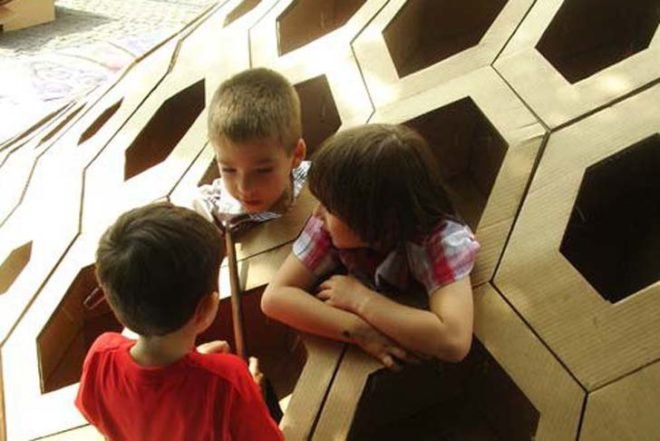 Urban design, Sustainable Materials, social design, Recycling / Compost, green Interiors, biomimicry, Art, Architecture, Bucharest design, romania design, parametric design, honeycomb cardboard, recyclable cardboard, biodegradable materials, igloo shape