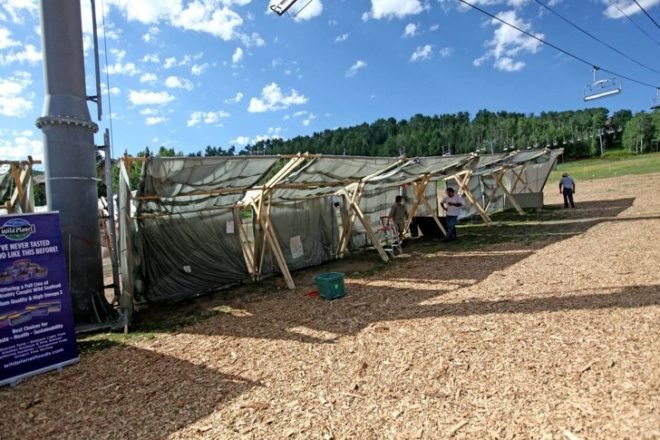 reused materials, recycled materials, recycled tent, green tent design, eco tend design, pine betel lumber, bamboo tent,green festival, green tent, eco tent, worlds greenest tent, eco event tent, Neenan, EMU Music, Snowmass festival,