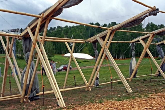 reused materials, recycled materials, recycled tent, green tent design, eco tend design, pine betel lumber, bamboo tent,green festival, green tent, eco tent, worlds greenest tent, eco event tent, Neenan, EMU Music, Snowmass festival,