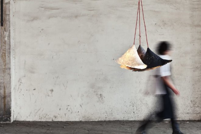 green design, eco design, sustainable design, Enrique Romero, recycled newspapers, recycled lamp, newspaper pulp lamp