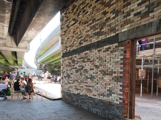 green design, sustainable design, eco design, temporary architecture, reclaimed materials, Assemble, Folly for a Flyover, London, non-profit organization,