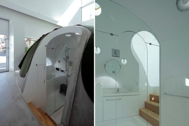 Ground and Above Roof House, SPACESPACE, bunker bathroom, osaka, japan, eco residence, solar passive design