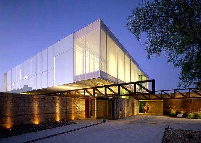green museum design, green private museum,glass slab wall, Jones Studio inc, eco museum, green building, Arizona green building, rammed earth building, rammed earth museum, rammed earth construction, movable window screen,