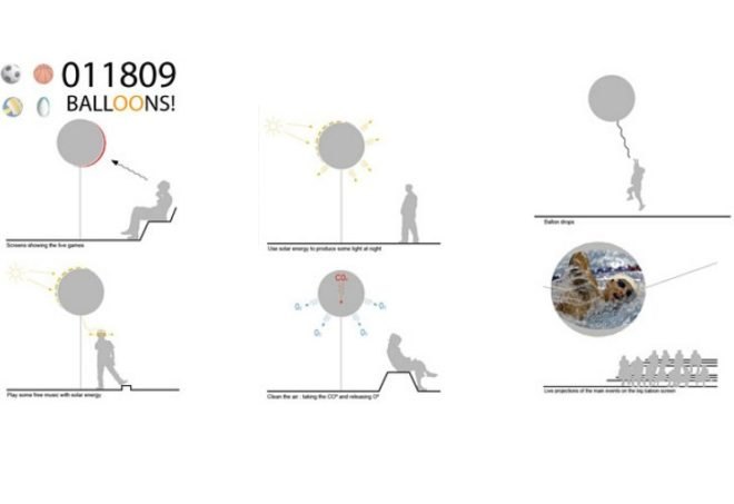 London Olympic Games Information Pavilion, design competition, recycled materials, london olympics, temporary paviliona