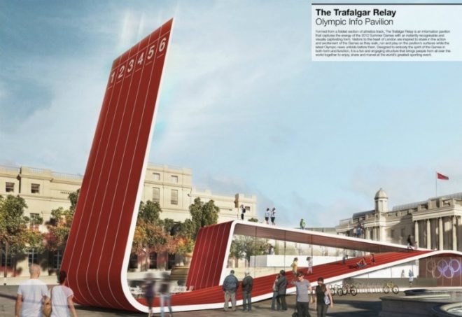 London Olympic Games Information Pavilion, design competition, recycled materials, london olympics, temporary paviliona