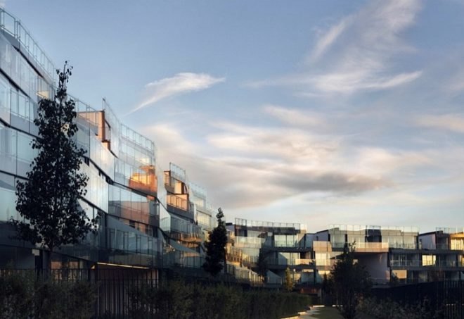Milanofiori Housing Complex, OBR, greenhouse, solar passive design, gardens, milan, apartment complex