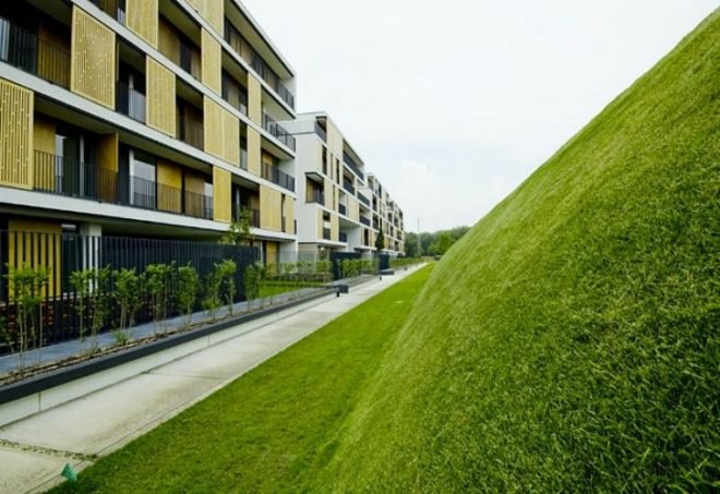 Milanofiori Housing Complex, OBR, greenhouse, solar passive design, gardens, milan, apartment complex
