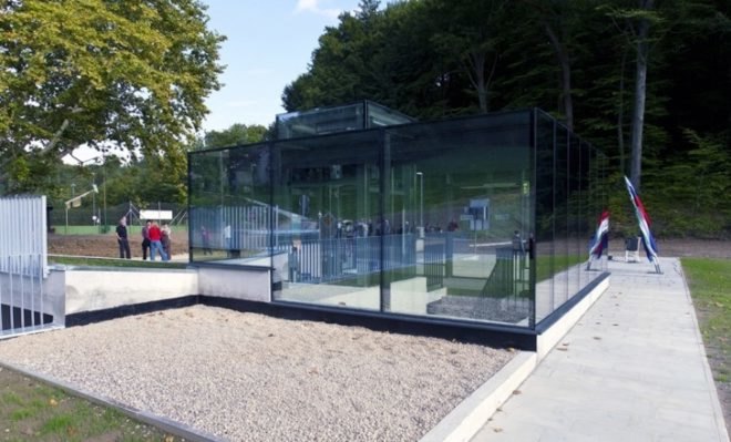 API Arhitekti, eco parking lot, green parking lot, underground parking, environmentally sensitive parking lot, green roof parking lot, minimalist parking lot, Slovenia green building,