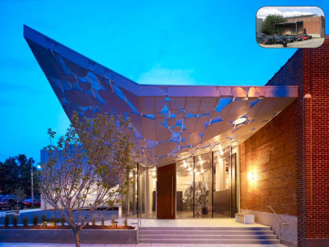 contemporary art gallery, repurposed historic building, revamped design, redesigned depot biuling, natural light art gallery, contemporary art gallery raleigh, raleigh art gallery, brooks and scarpa