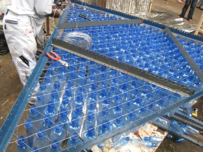 Recycled Bottle Shades, Heath Nash, recycled bottles, shade structures, found materials, recycled materials