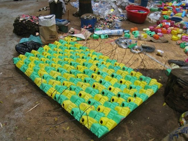 Recycled Bottle Shades, Heath Nash, recycled bottles, shade structures, found materials, recycled materials