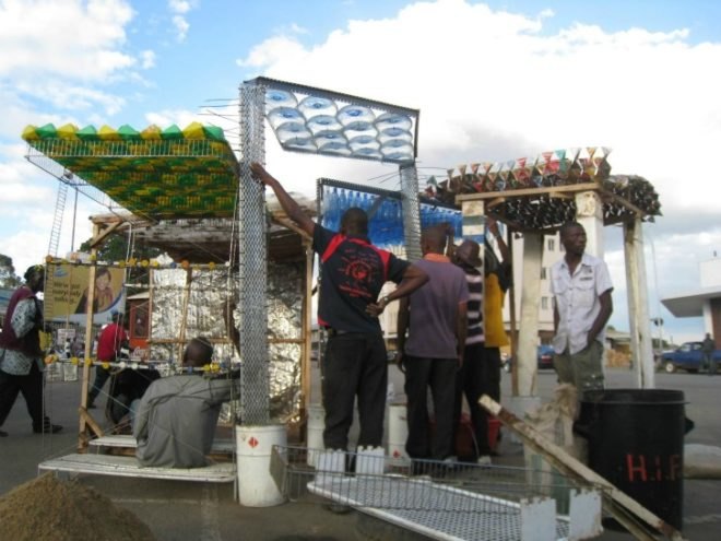 Recycled Bottle Shades, Heath Nash, recycled bottles, shade structures, found materials, recycled materials