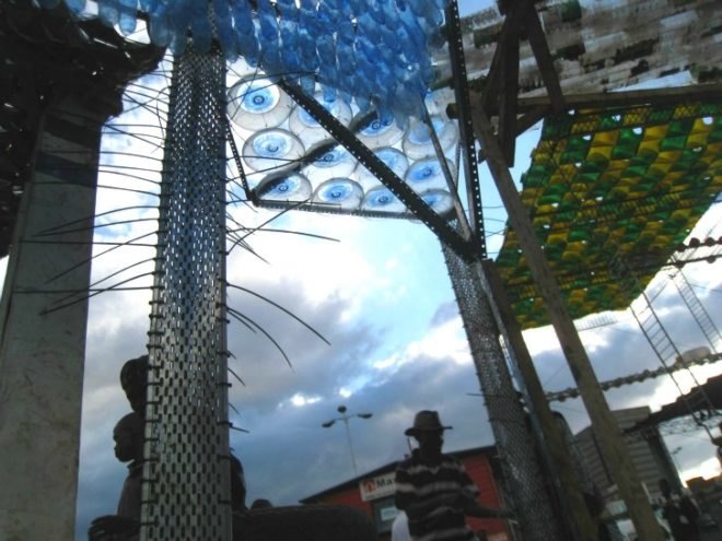 Recycled Bottle Shades, Heath Nash, recycled bottles, shade structures, found materials, recycled materials