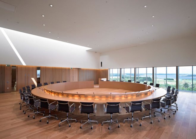 green design, eco design, sustainable design, double skin of glass, Robin Lee Architects, Wexford County Council Headquarters, Ireland, Irish Blue Limestone, Greywater recycling, Evacuated solar tubes, biomass boiler, energy saving architecture, sustainable architecture