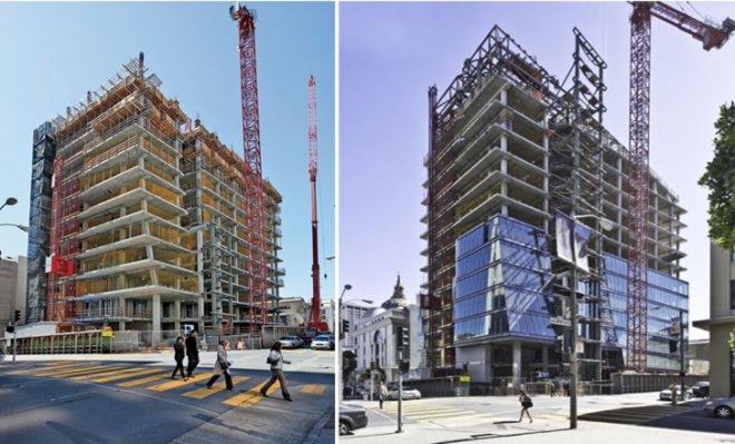 Living Machine, Bay Area green building, ARUP SF, KMD, double glazing facade, natural cooling, eco office tower, green office tower, LEED Platinum office, office VAWT, office building solar array, San Francisco green office, SFPUC Headquarters, low carbon footprint cement,
