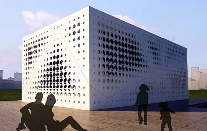 green design, eco design, sustainable design, American University at Cairo, SLIDES house, perforated wall screen, Egypt, Cairo, Net zero home, solar thermal panel, photovoltaic cell, grey water filter, passive heating and cooling, thermal mass flooring