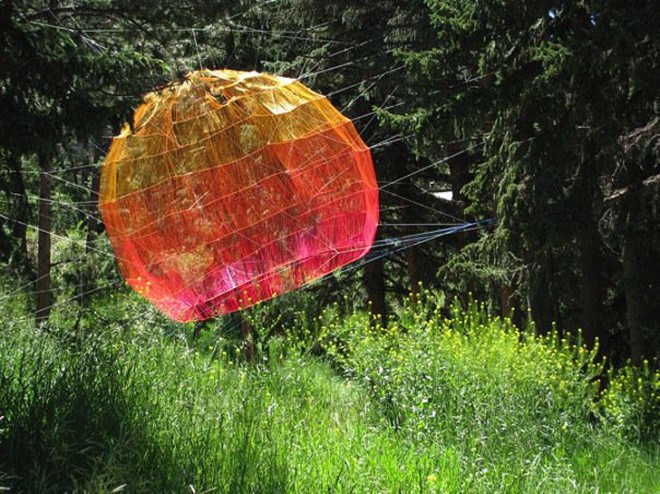 green design, eco design, sustainable design, Sean McGinnis, Cathedral in the Wind, Green Box Arts Festival, Amorphous sculpture, Crepuschile, Colorado, Rock Mountains art, string sculpture