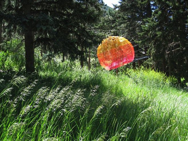 green design, eco design, sustainable design, Sean McGinnis, Cathedral in the Wind, Green Box Arts Festival, Amorphous sculpture, Crepuschile, Colorado, Rock Mountains art, string sculpture