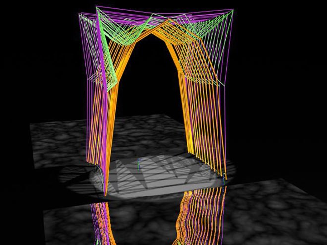 green design, eco design, sustainable design, Sean McGinnis, Cathedral in the Wind, Green Box Arts Festival, Amorphous sculpture, Crepuschile, Colorado, Rock Mountains art, string sculpture