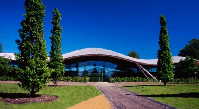 The Savill Building, Glenn Howells, gridshell roof, visitor center, windsor great park, sustainable wood