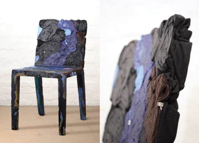 green design, eco design, sustainable design, Casamania, Rememberme, Chair, Tobias Juretzek, upcycled clothing, upcycled chairs, resin cast
