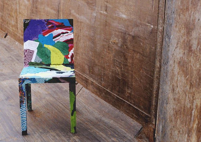 green design, eco design, sustainable design, Casamania, Rememberme, Chair, Tobias Juretzek, upcycled clothing, upcycled chairs, resin cast