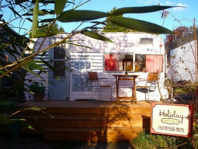 Trailer Hair Salon, Holiday Hair Studio, green renovation, trailer, camper, caravan, remodeled camper, portland