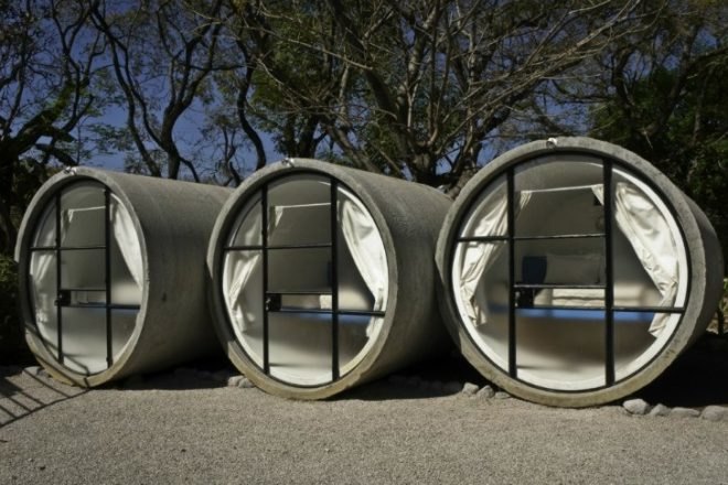 Tubohotel, t3arc, mexico, eco hotel, hotel, recycled concrete pipes, tube hotel