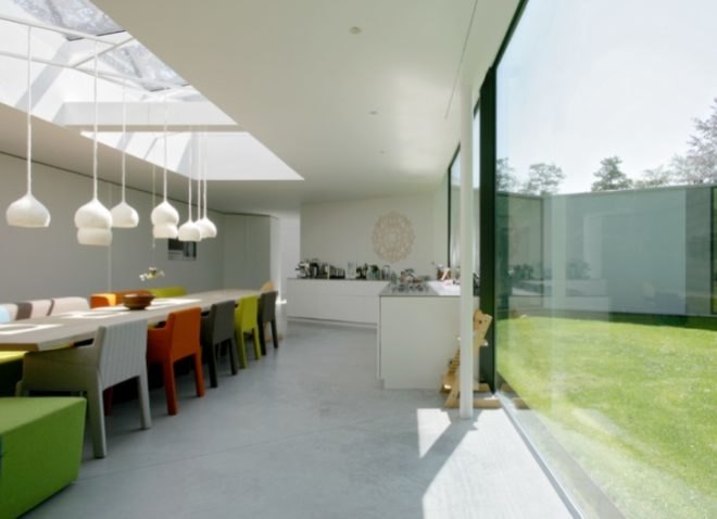 natural lighting, solar heating, underfloor heating, natural ventilation, passive design, green design, sustainable design, LED lighting, green lighting, bamboo floors, Dick van Gameren Architecten, The Netherlands, Villa 4.0, skylights, Hilversum