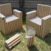 Cardboard creations, cardboard furniture, green furniture, green chairs, sustainable furniture, recyclable cardboard tubes, FanTubes, Paola Argine, Cristina Alzati, Double-ei, cardboard tube furniture