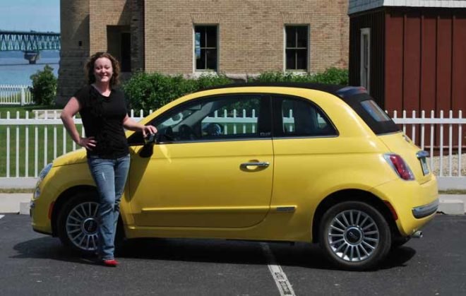 Fiat 500, test drive, Laura K. Cowan, Old Mackinac Point Lighthouse, city car, green transportation, alternative transportation, green automotive design