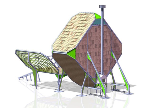 camping, green design, eco design, sustainable design, Le Nichoir, Le Vent des forets, Meuse, Lorraine, France, camping villages, Matali Crasset, Sentier du vent, sustainable cabin