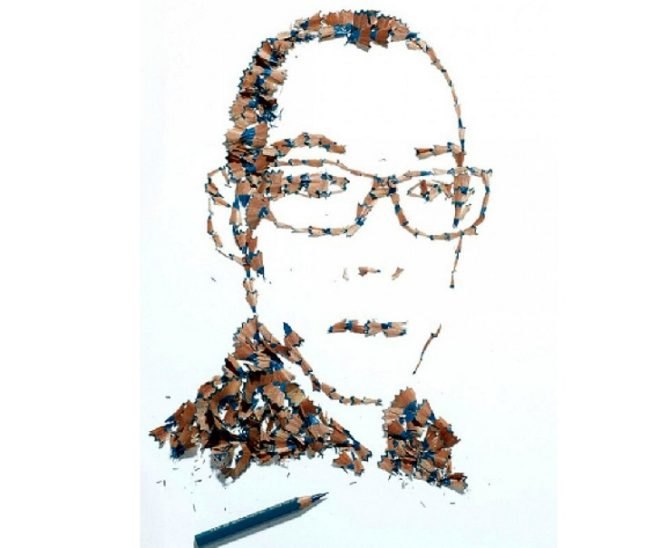 kyle bean, portraits pencil shavings, wallpaper handmade issue, waste material portraits, recycled portraits, pencil shaving art, pencil art, pencil portraits