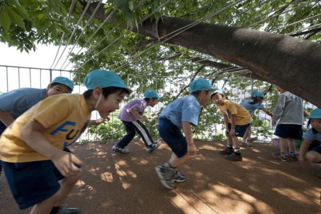 green design, eco design, sustainable design, kindergarten, Tekuza Architects, Fuji Kindergarten, interior garden, playground