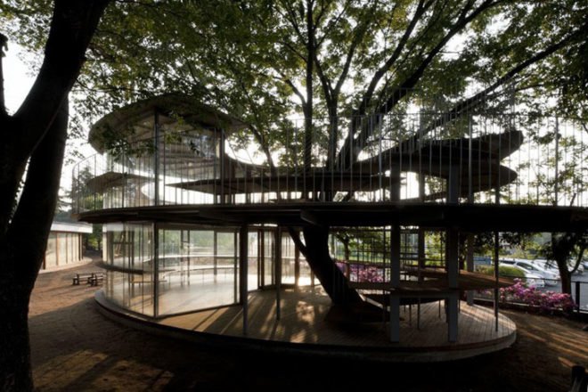 green design, eco design, sustainable design, kindergarten, Tekuza Architects, Fuji Kindergarten, interior garden, playground