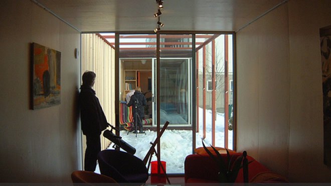 green design, eco design, sustainable design, 70 N Arkitektur AS, XBO Mobile Structure, Cargotecture, shipping container, modular unit, sobile home, PARASITE exhibition, temporary shelter, green roof