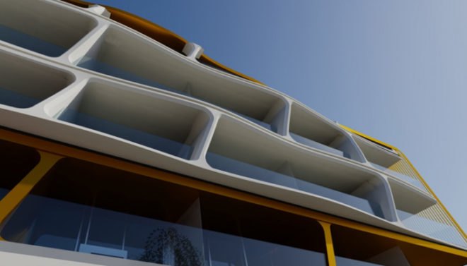 green design, eco design, sustainable design, Venice Beach, Abbot Kinney, Belzberg Architects, Green Concept Design Award, Ecotourism, Eco-hotel, Eames Studio, green roof, recycled roof, recycled fiber board, Hotel Ray