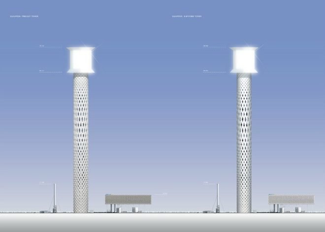 BrightSource, Solar Plant Tower, RAFAA, solar concentrating plant, mojave desert, solar energy, solar tower