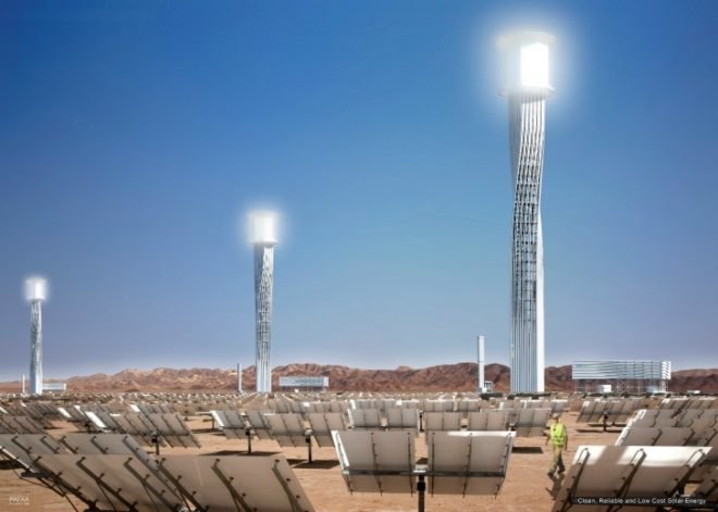 BrightSource, Solar Plant Tower, RAFAA, solar concentrating plant, mojave desert, solar energy, solar tower