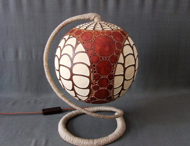 green design, eco design, sustainable design, Calabarte, gourd lamps, recycled materials, recycled lamps, organic lamps