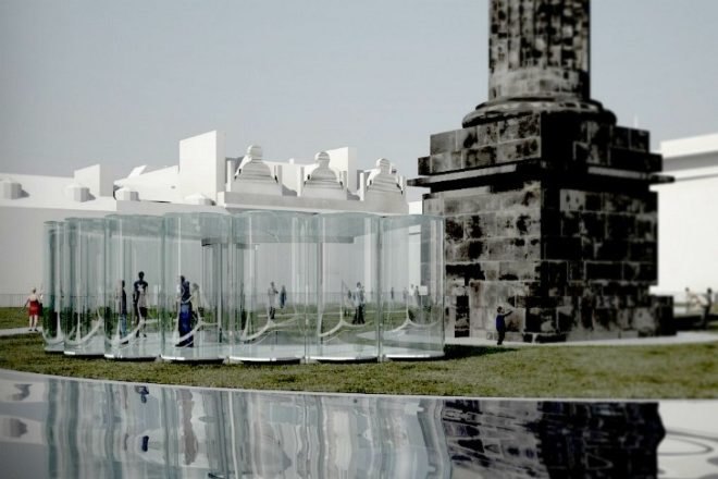 Edinburgh Arts Festival, Solar Pavilion, Karen Forbes, Sunlight, Daylight, sun dial, buro happold, rmjm, temporary pavilion