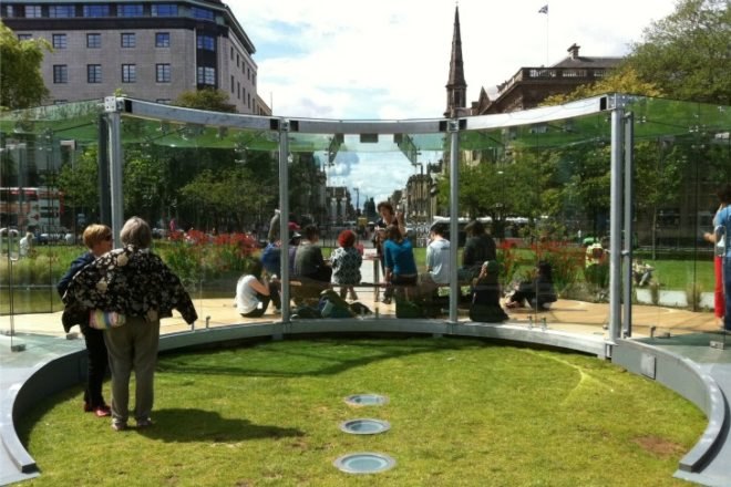 Edinburgh Arts Festival, Solar Pavilion, Karen Forbes, Sunlight, Daylight, sun dial, buro happold, rmjm, temporary pavilion