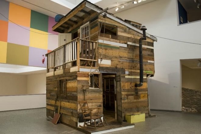 Found Wood Installations, Ethan Hayes-Chute, found materials, recycled materials, eco art, wood shacks, art