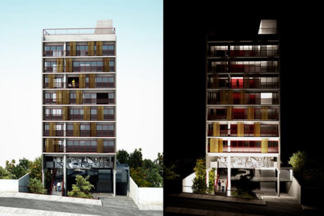 green design, eco design, sustainable design, GRUPO SP, Sao Paolo, city living, central courtyard, Rua Simpatica, living wall, solar gain