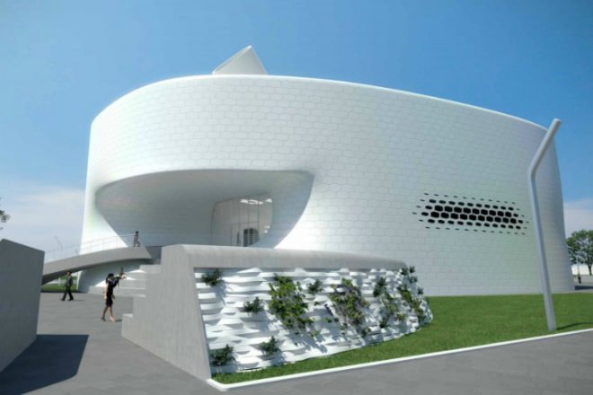 Haliommatidium, DRA&U, mixed-use, fairground building, shells, geothermal energy, solar energy, rooftop gardens, italy