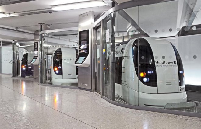 Heathrow green transportation,,airport electric shuttle, green transportation, clean transportation, airport eletric pod, Heathrow eletric pod car, DAA ULTra, ULTra pod, electric personal car pod, campus electric transportation,