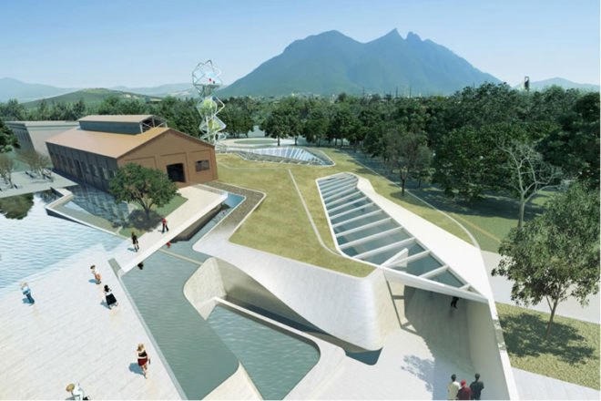 Mexican children's museum,Eco museum design, underground museum, green roof museum, building reuse, contemporary museum design, Iñaki Echeverria, Papalote Verde Monterrey, green museum, children's museum, Mexico green building, eco museum,