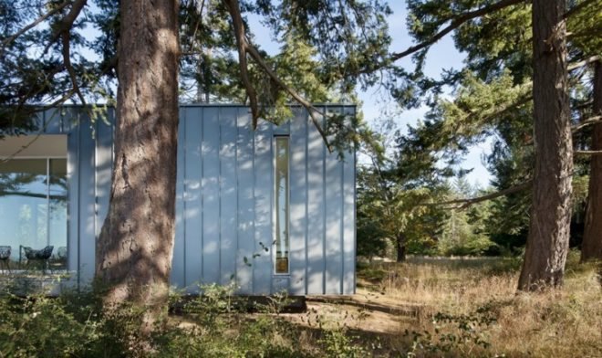 North Beach Residence, Heliotrope Architects, net zero home, summer home, green roof, orcas island, solar power, low impact