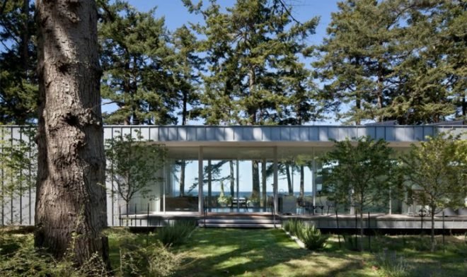 North Beach Residence, Heliotrope Architects, net zero home, summer home, green roof, orcas island, solar power, low impact